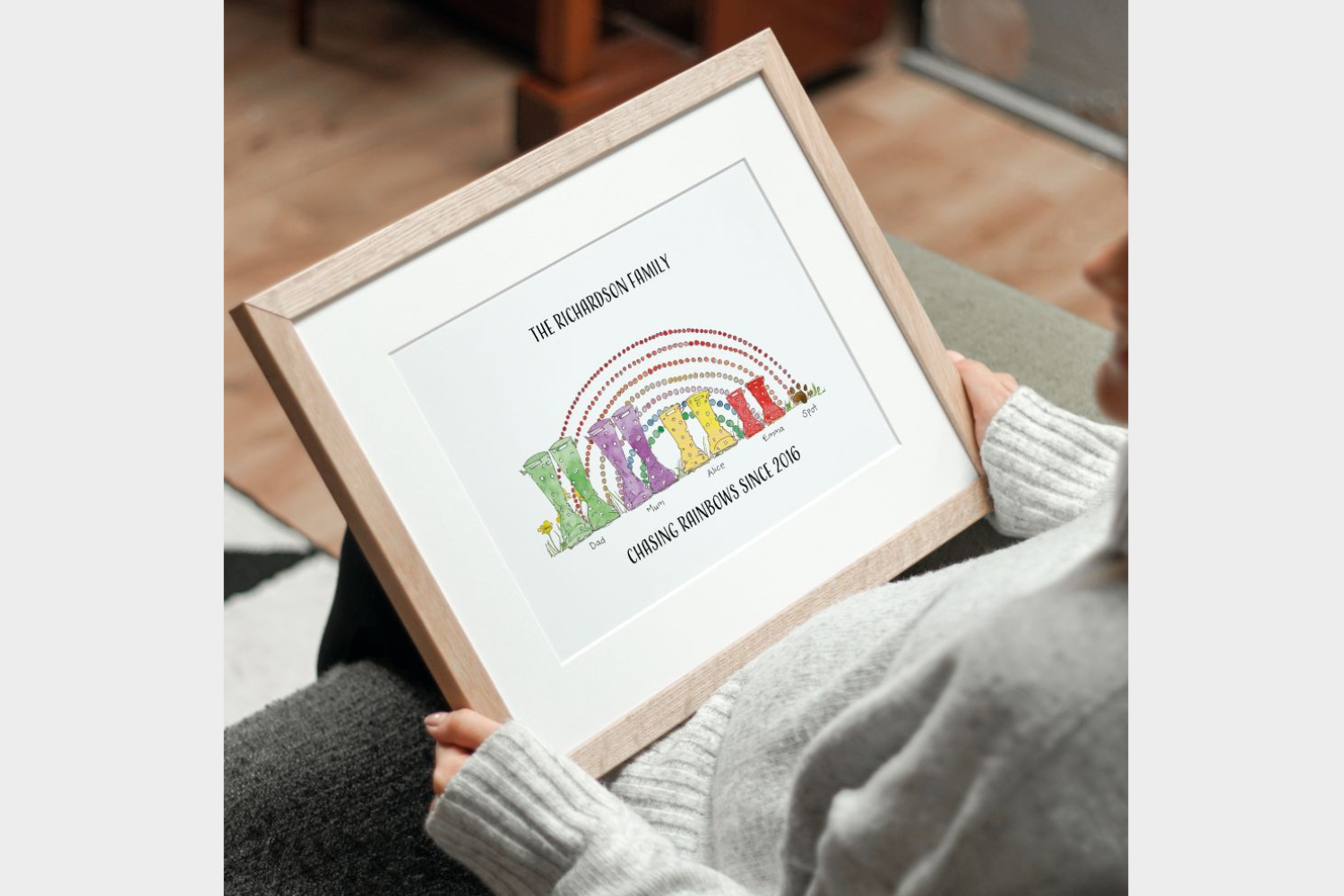 Image of a personalised family welly boots print by ThisisNessie